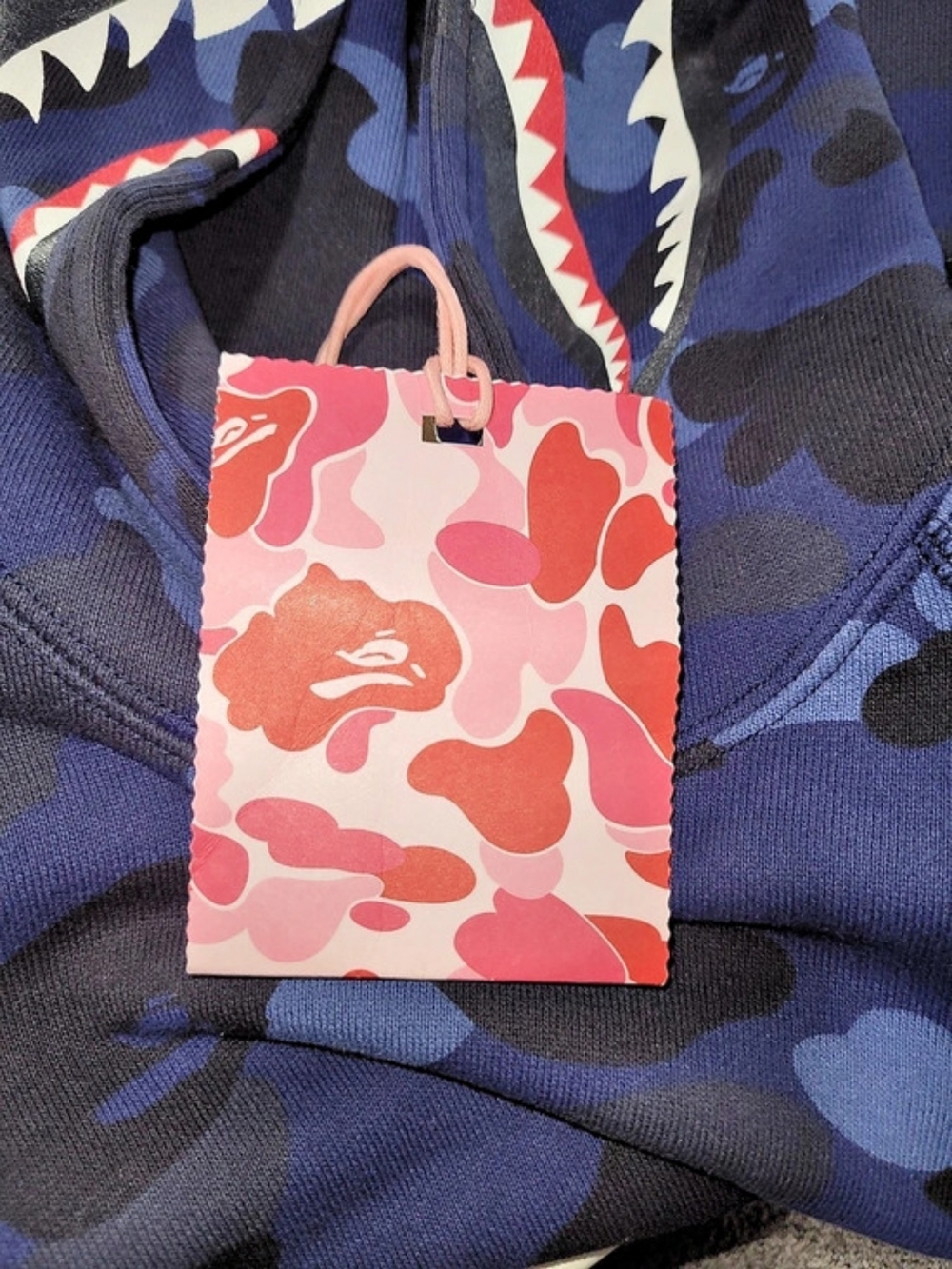 NWT BAPE Kids Camo Shark Hoodie Size 90 Blue Camo Made In Japan Designer Kids - Picture 5 of 14